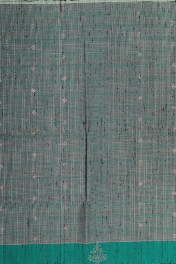 Soft Silk Saree In Green With Checks Design