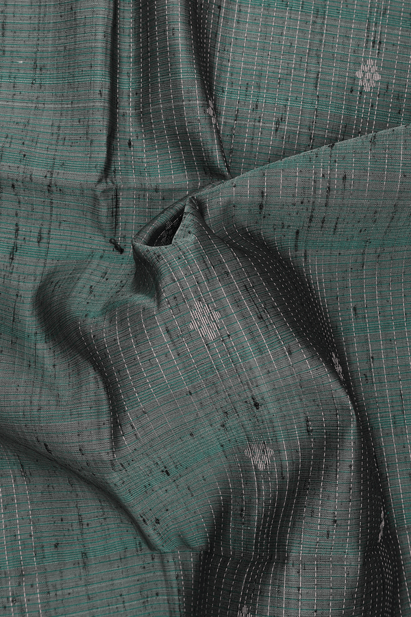 Soft Silk Saree In Green With Checks Design
