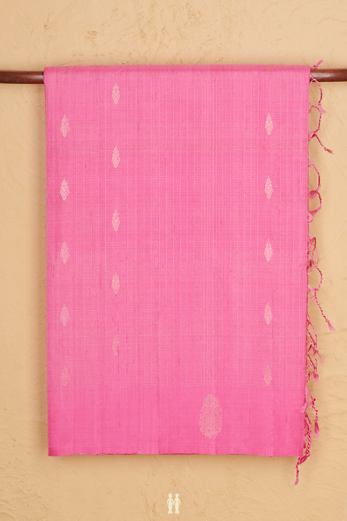 Soft Silk Saree In Pink With Stripes With Buttas