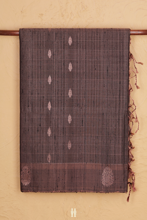 Soft Silk Saree In Brown With Checks Design