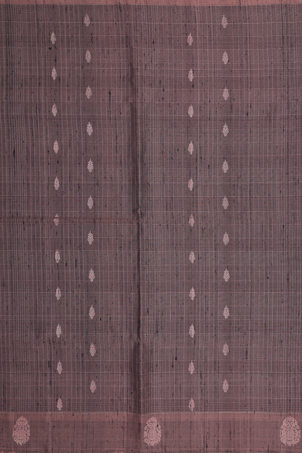 Soft Silk Saree In Brown With Checks Design