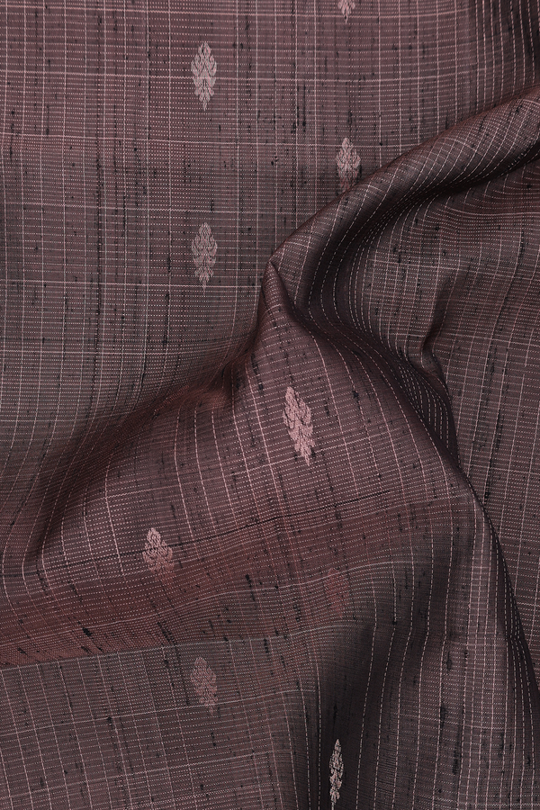 Soft Silk Saree In Brown With Checks Design