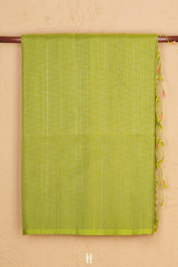Soft Silk Saree In Parrot Green With Stripes Design