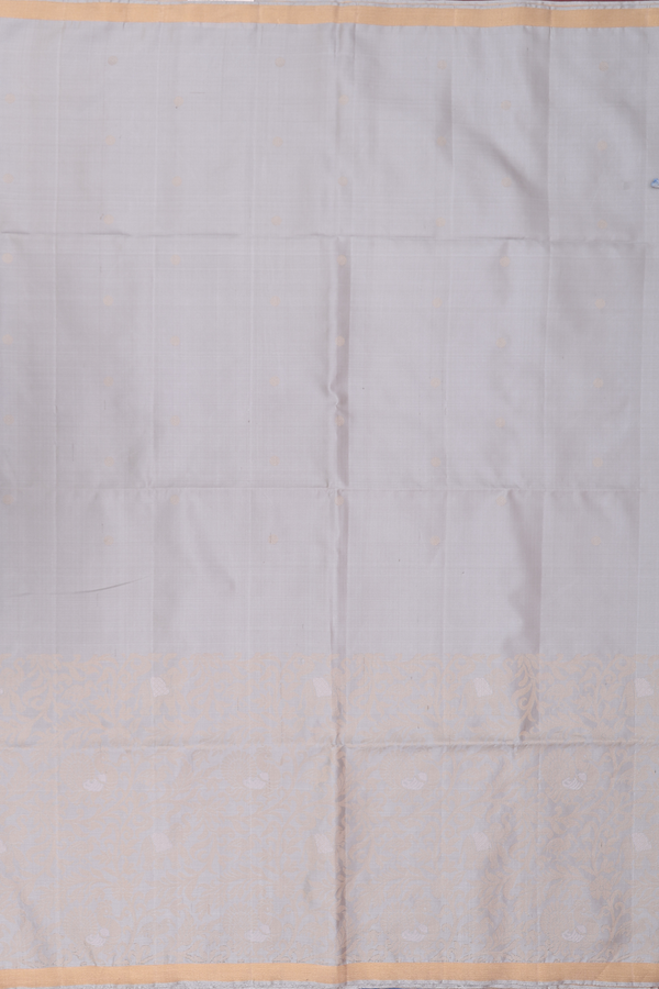 Soft Silk Saree In Grey With Zari Buttas