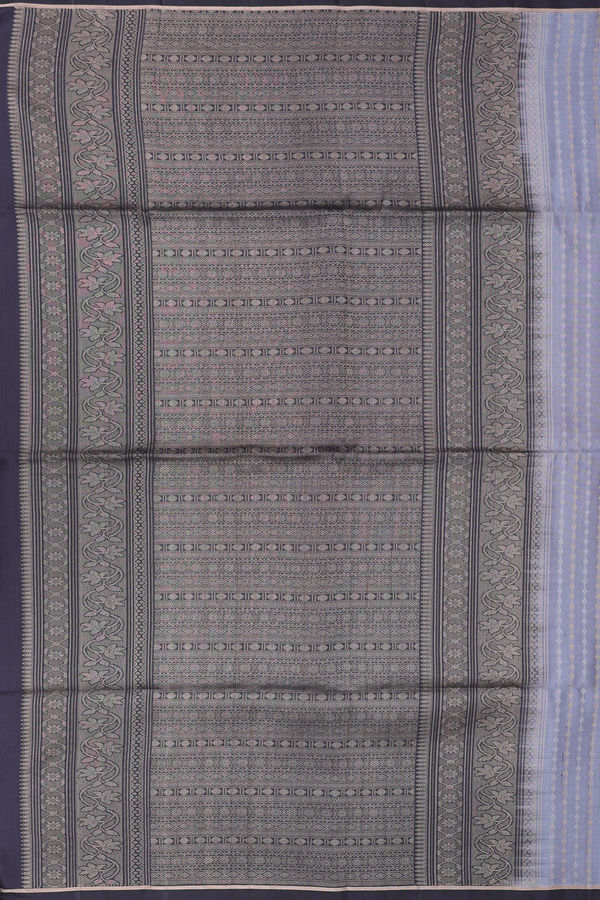 Soft Silk Saree In Grey With Stripes Design