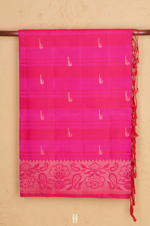 Soft Silk Saree In Pink With Zari Buttas