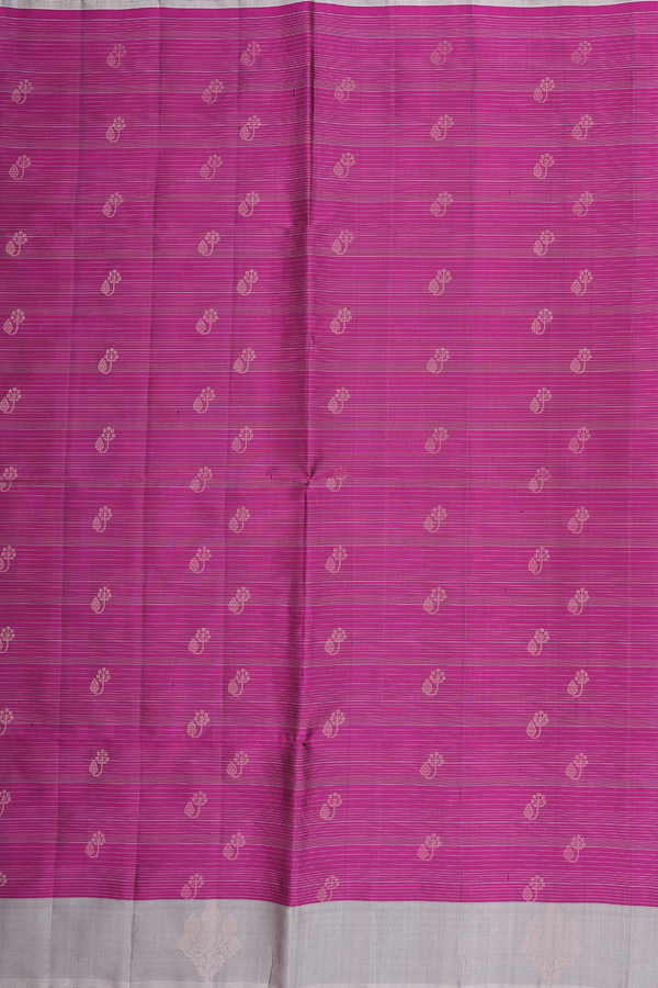 Soft Silk Saree In Purple Along Stripes With Buttas