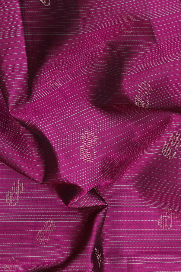 Soft Silk Saree In Purple Along Stripes With Buttas