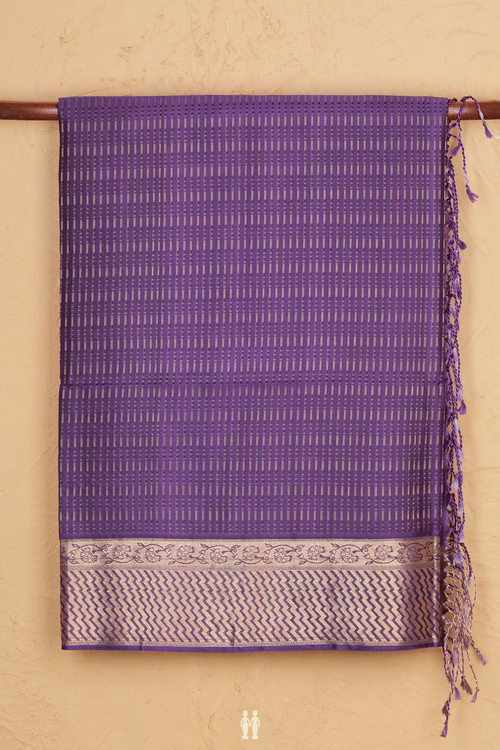 Soft Silk Saree In Blue With Stripes Design