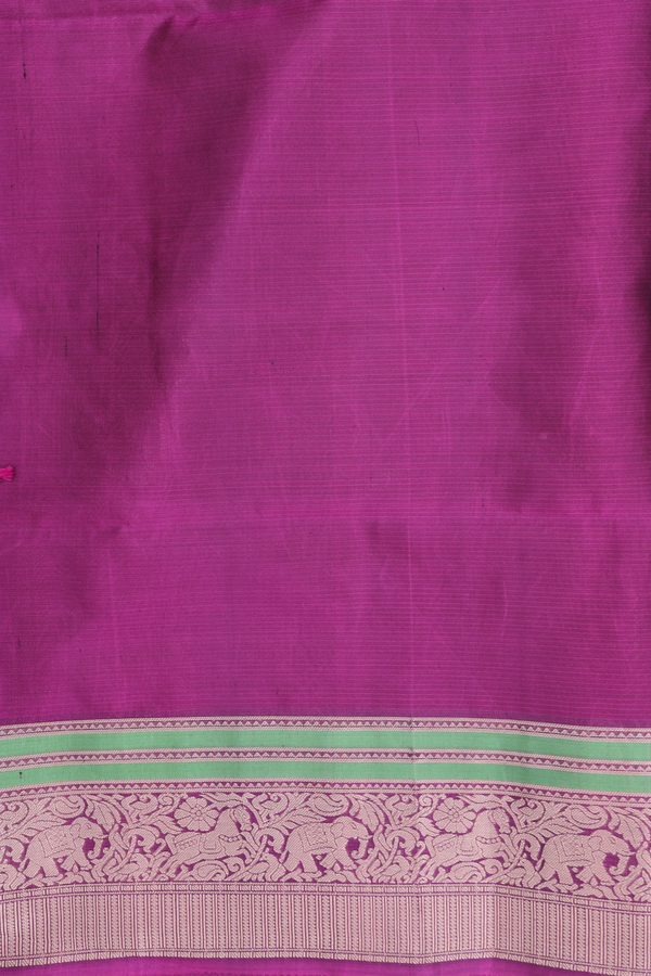 Soft Silk Saree In Navy Blue Along Stripes With Buttas