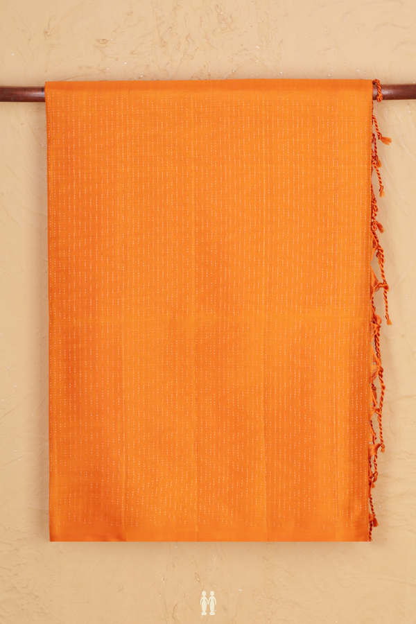 Soft Silk Saree In Orange With Stripes Design