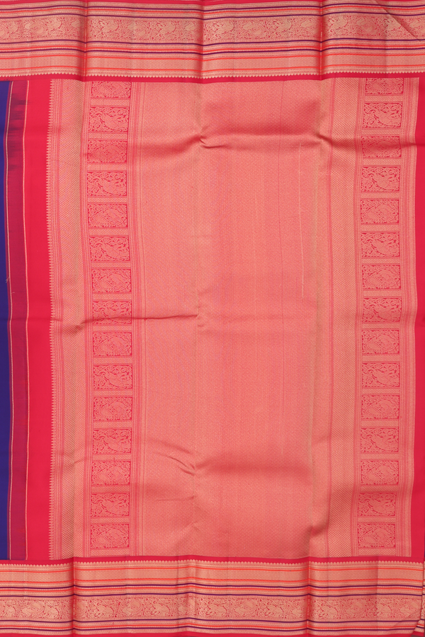 Kanchipuram Silk Saree In Royal Blue With Zari Buttas