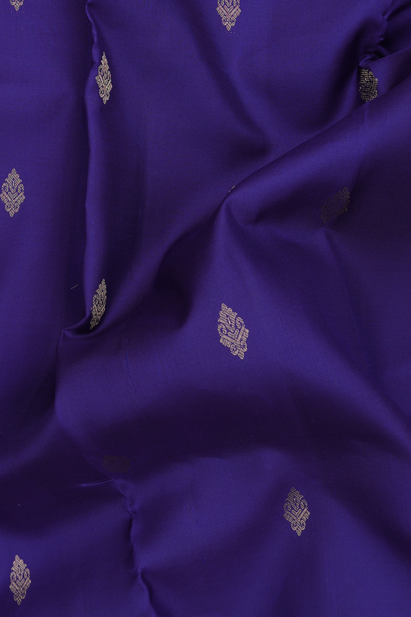 Kanchipuram Silk Saree In Royal Blue With Zari Buttas