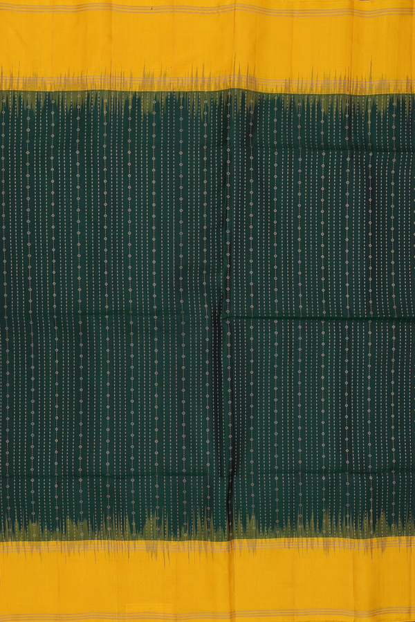 Soft Silk Saree In Forest Green With Stripes Design