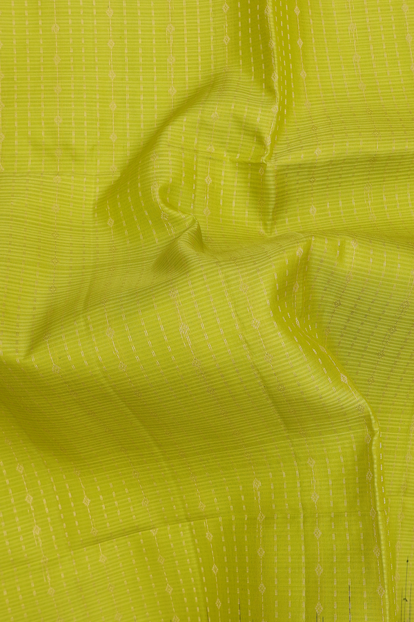 Soft Silk Saree In Pear Green With Stripes Design