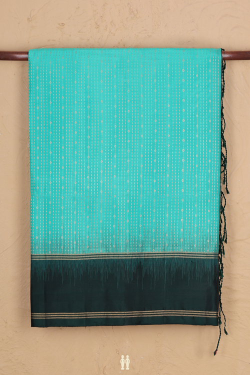 Soft Silk Saree In Sea Foam Green With Stripes Design