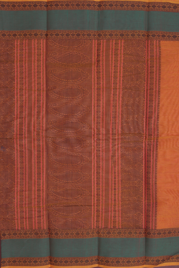 Coimbatore Cotton Saree In Bright Orange With Checks Design