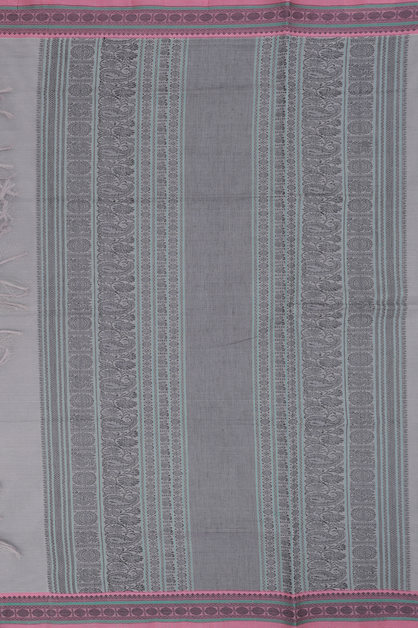 Coimbatore Cotton Saree In Grey With Threadwork Buttas