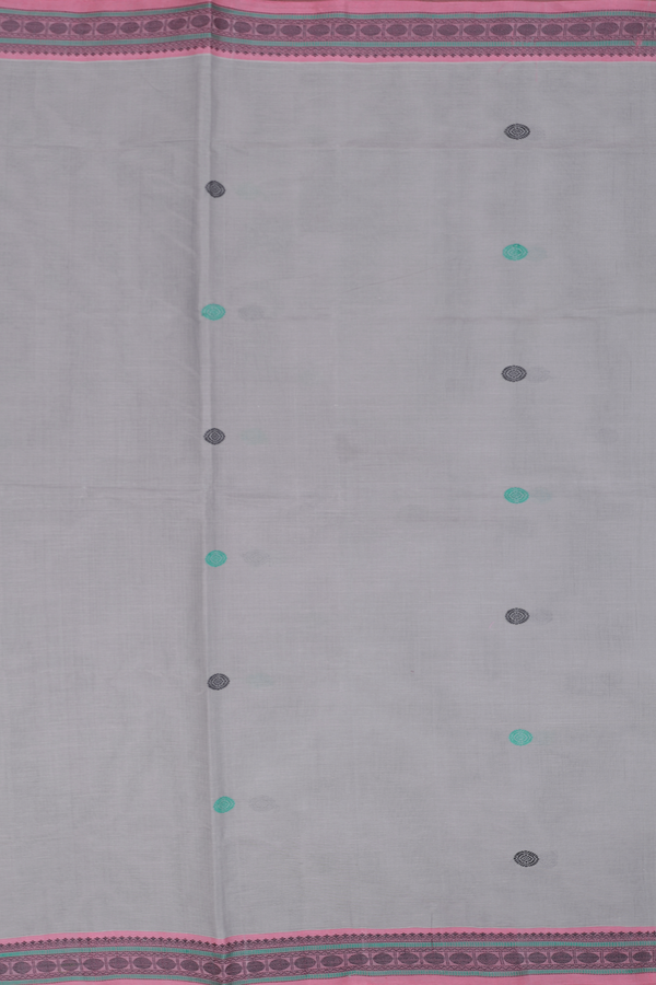 Coimbatore Cotton Saree In Grey With Threadwork Buttas