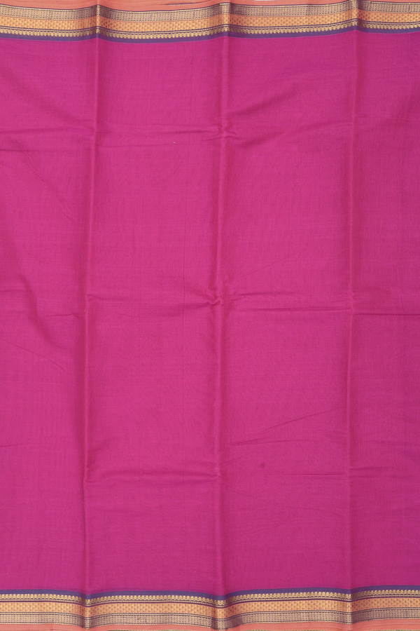 Kanchi Cotton Saree In Magenta With Zari Border