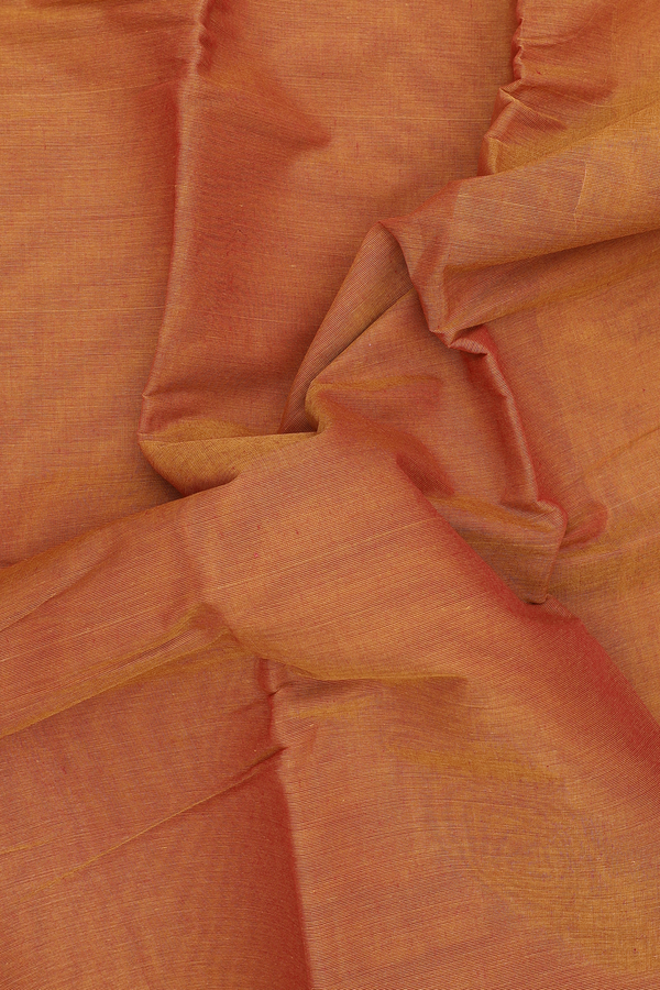 Kanchi Cotton Saree In Burnt Orange With Contrast Border