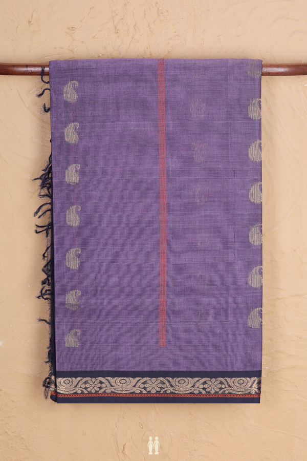 Coimbatore Cotton Saree In Light Purple With Paisley Buttas