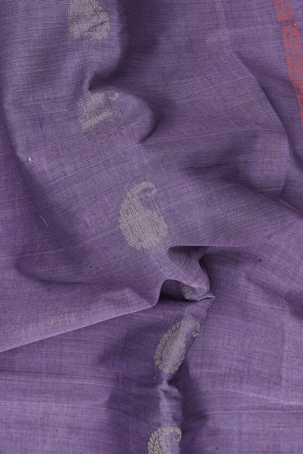 Coimbatore Cotton Saree In Light Purple With Paisley Buttas