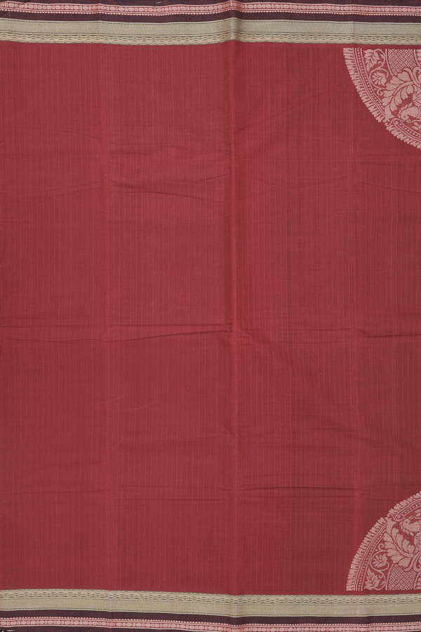 Coimbatore Cotton Saree In Rust Red With Self Stripes Design