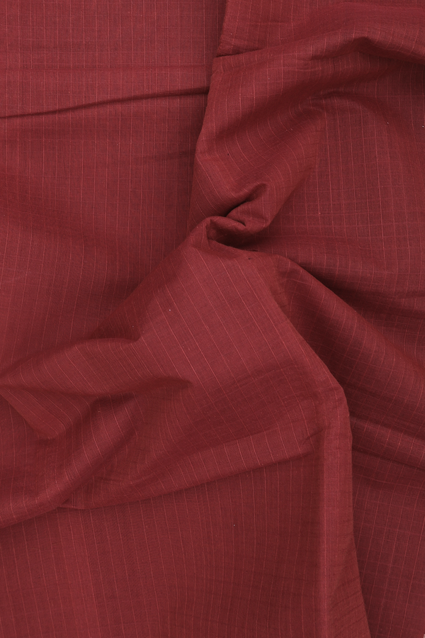 Coimbatore Cotton Saree In Rust Red With Self Stripes Design