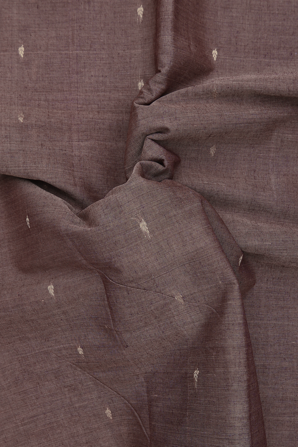 Coimbatore Cotton Saree In Oxford Brown With Leaf Buttis