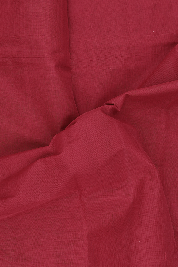 Kanchi Cotton Saree In Crimson Red With Contrast Border