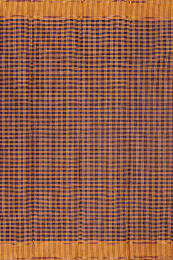 Kanchi Cotton Saree In Navy Blue With Contrast Border