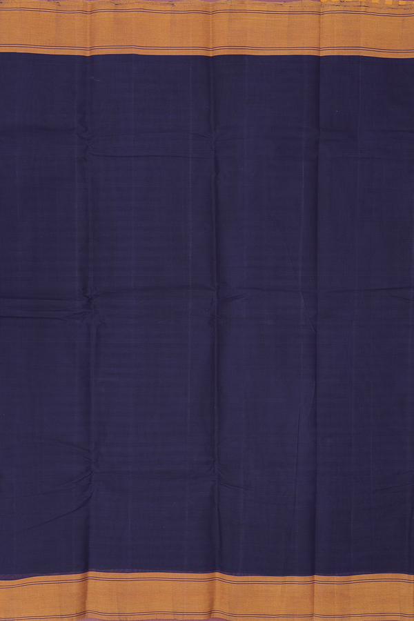 Kanchi Cotton Saree In Navy Blue With Contrast Border