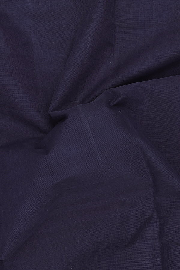 Kanchi Cotton Saree In Navy Blue With Contrast Border