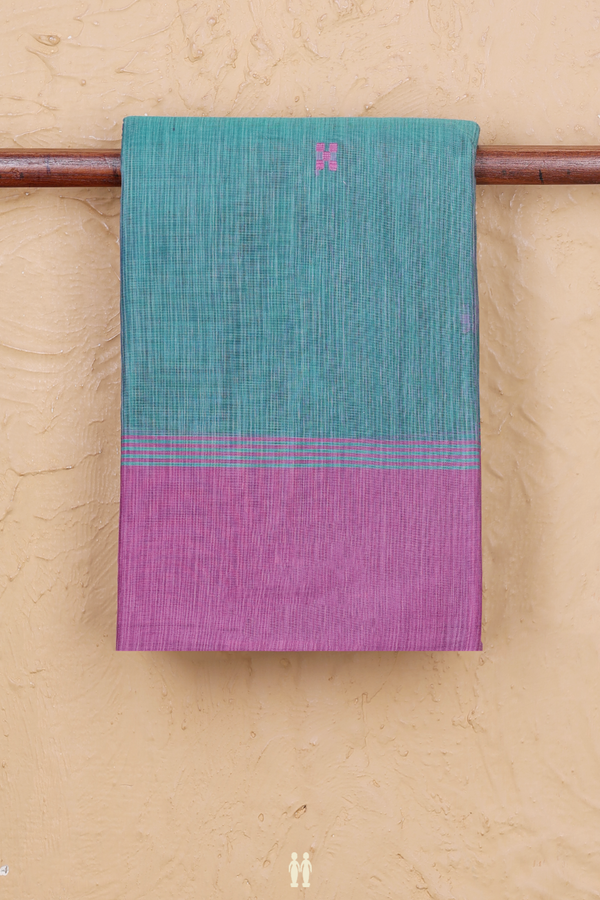 Kanchi Cotton Saree In Turkish Blue With Threadwork Buttas
