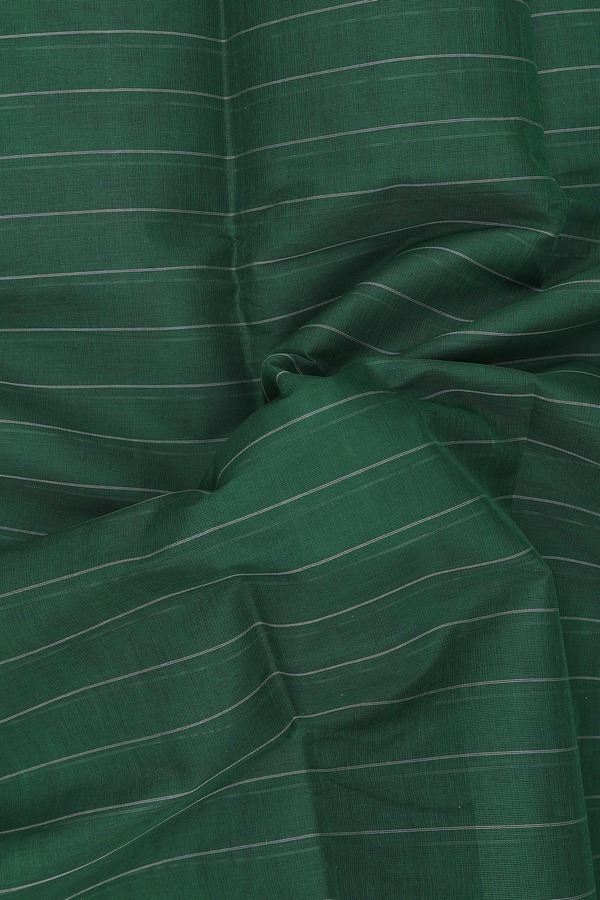 Kanchi Cotton Saree In Forest Green With Stripes Design