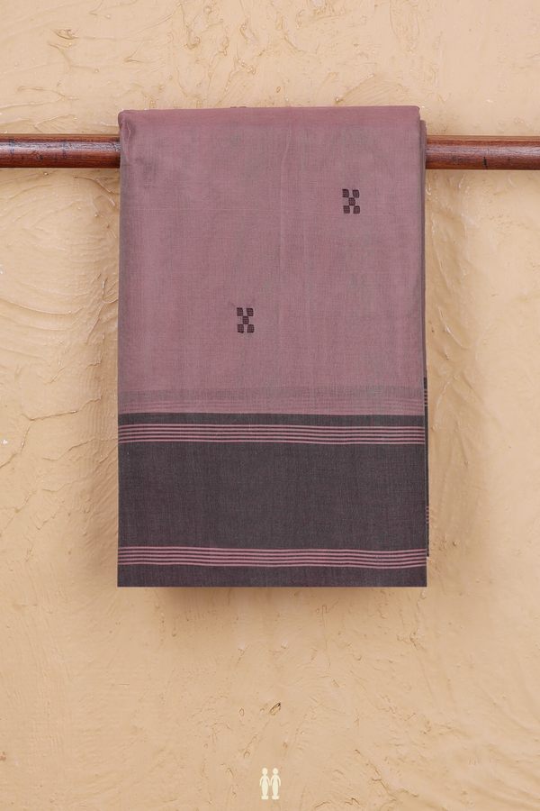 Kanchi Cotton Saree In Dusty Mauve With Threadwork Buttas