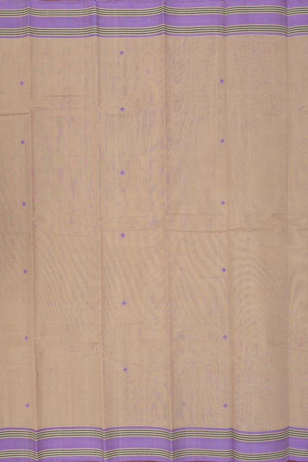 Kanchi Cotton Saree In Light Brown With Threadwork Buttas