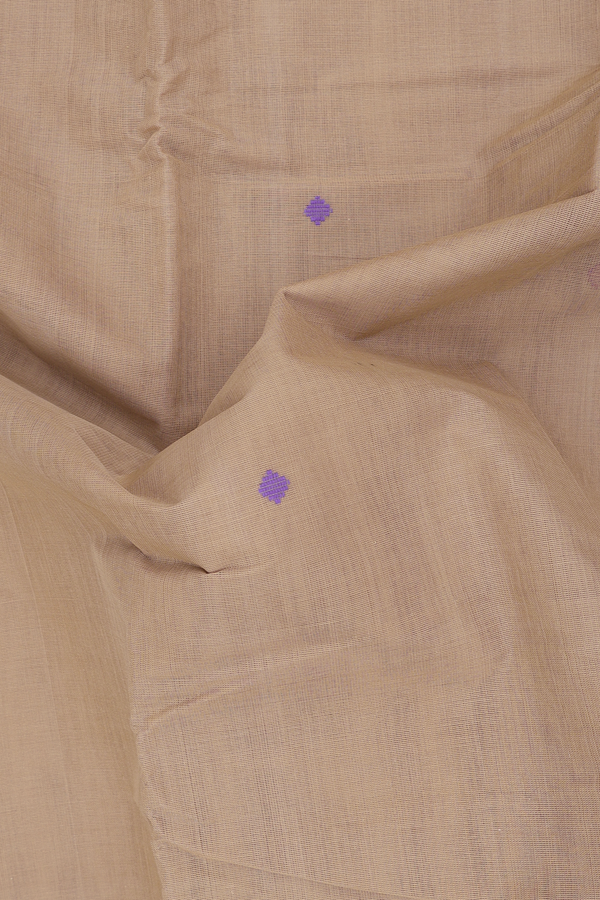 Kanchi Cotton Saree In Light Brown With Threadwork Buttas