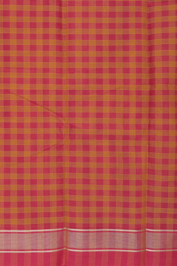 Kanchi Cotton Saree In Copper Orange With Stripes Design