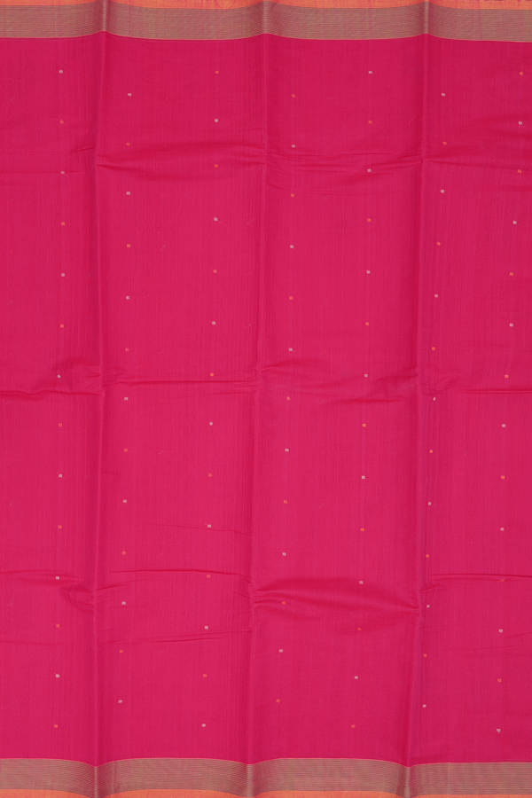 Kanchi Cotton Saree In Rani Pink With Threadwork Buttis