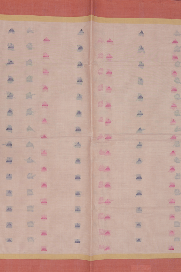 Coimbatore Cotton Saree In Brown With Threadwork Buttas