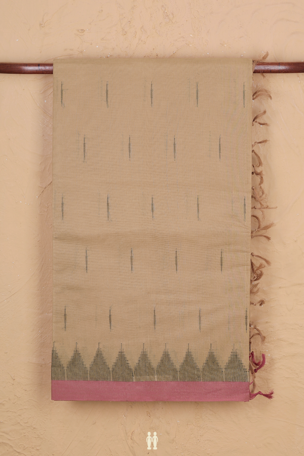 Coimbatore Cotton Saree In Light Brown With Malli Moggu Buttas