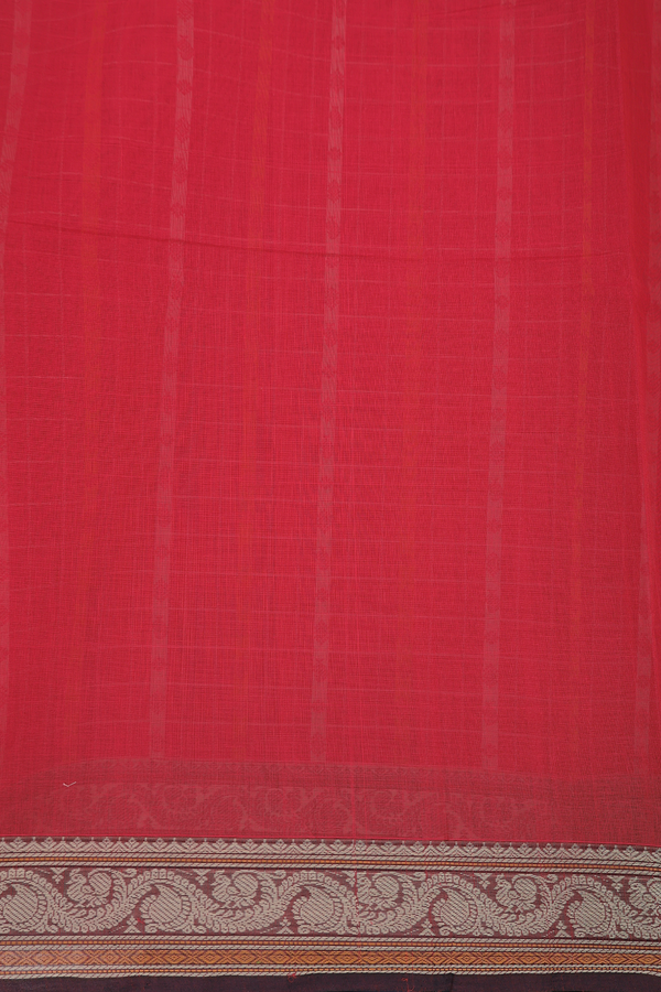 Coimbatore Cotton Saree In Red With Checks Design