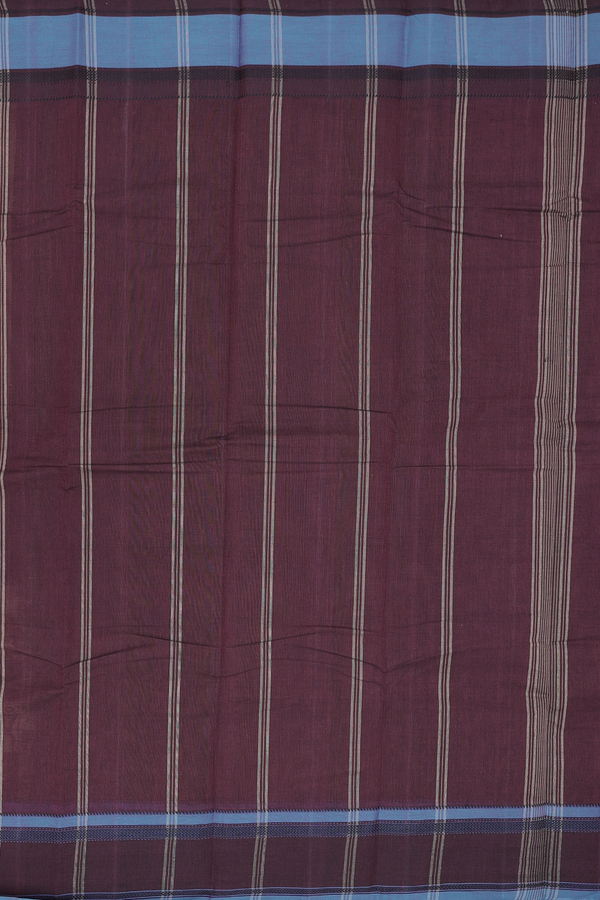 Kanchi Cotton Saree In Brown With Contrast Border