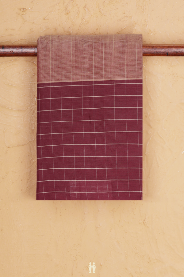 Kanchi Cotton Saree In Rose Brown With Stripes Design