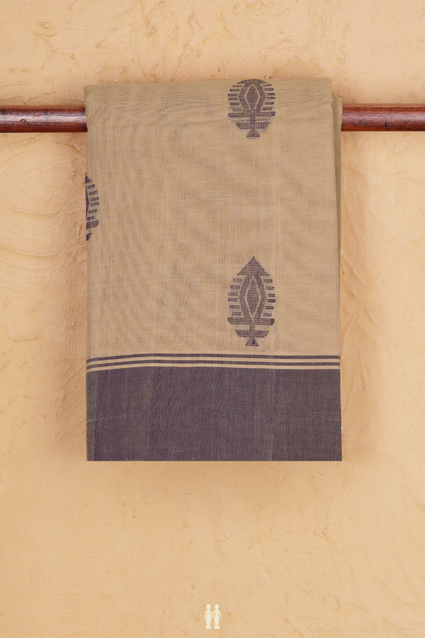 Kanchi Cotton Saree In Brown With Threadwork Buttas