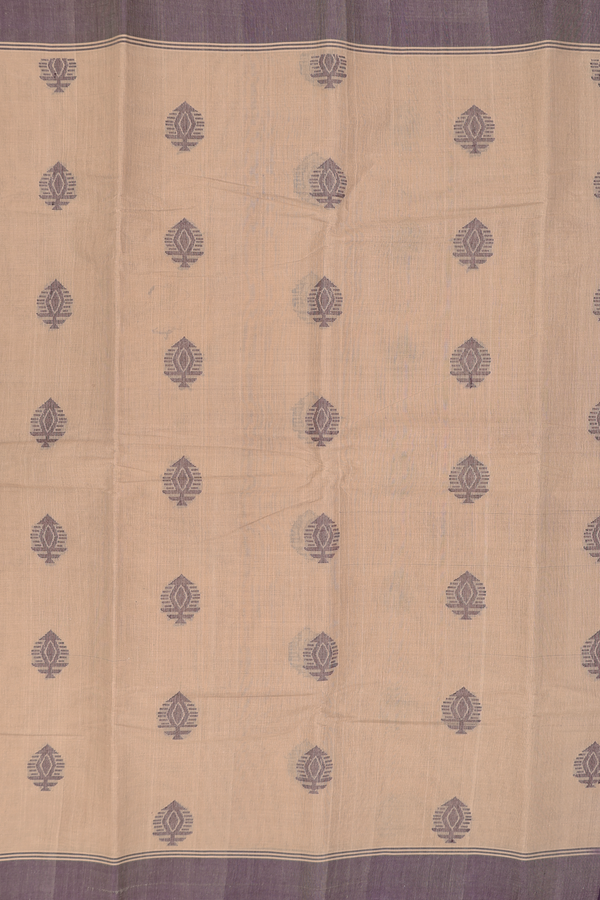 Kanchi Cotton Saree In Brown With Threadwork Buttas