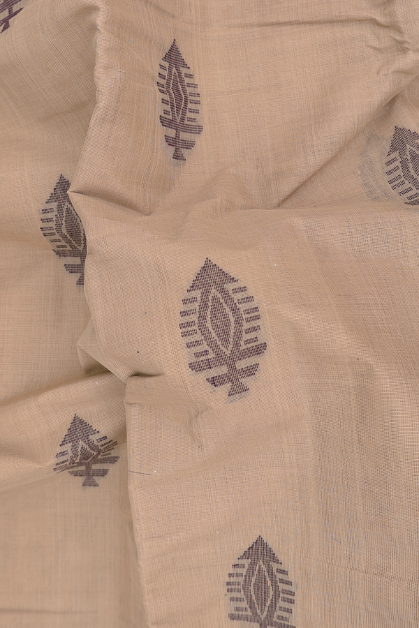Kanchi Cotton Saree In Brown With Threadwork Buttas
