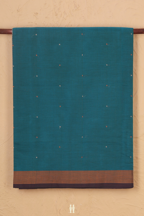 Coimbatore Cotton Saree In Green With Threadwork Buttis